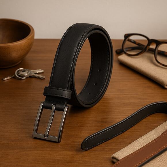 Kenneth Cole Reversible Belt XL Brown Black Chrome Buckle Classic Neutral 49" - Picture 2 of 9